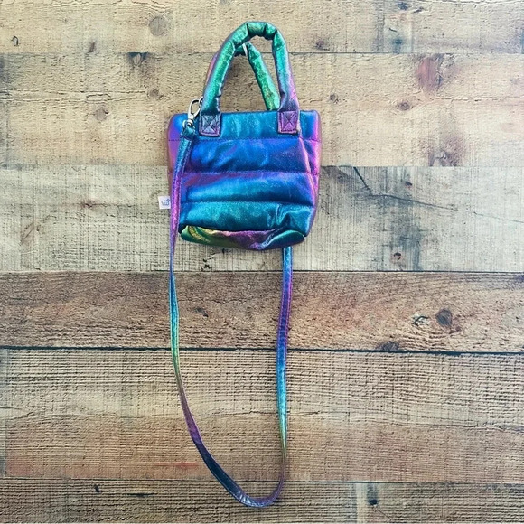 NWOT Mini Holographic/Oil Spill Puffer Mini Bag - Picture 1 of 8